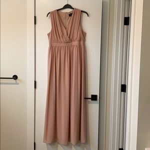 Long blush chiffon dress